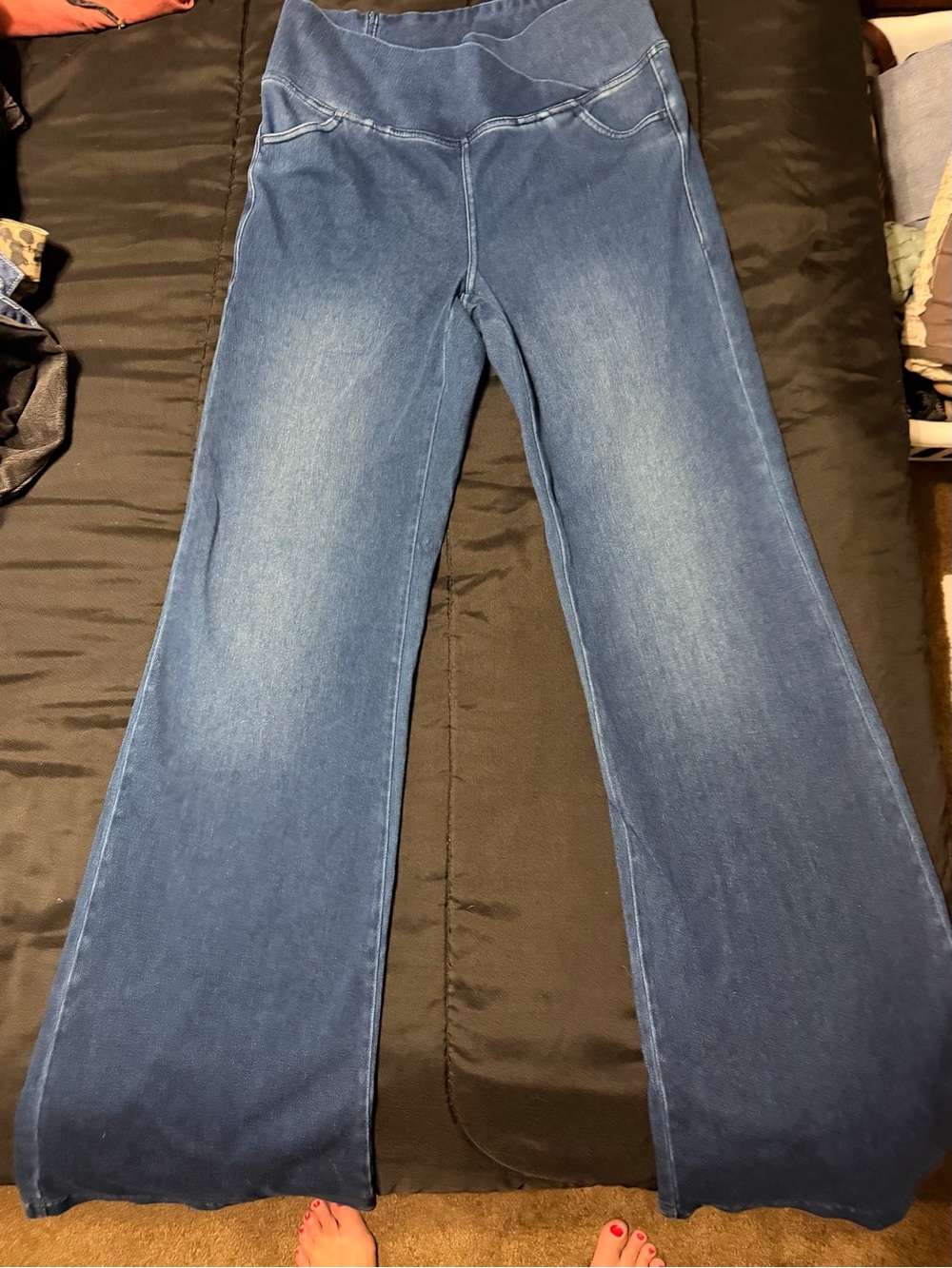 Women's Blue Wide-Leg Stretch Jeans